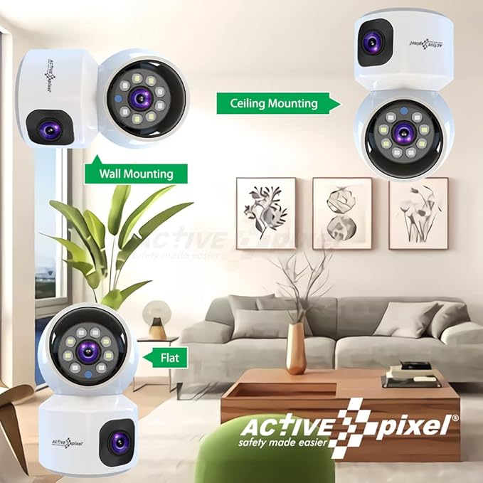 WiFi Wireless Camera Dual-Lens 2K WiFi Security Camera Indoor, 355° Views Pan/Tilt Home CCTV Camera with 2 Way Audio, One-Touch Calling, Smart Person Detection
